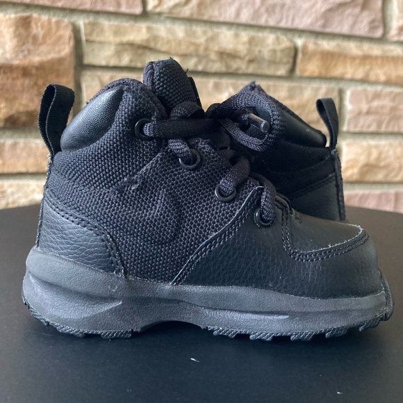 Nike Manoa Leather Boot Shoes in Black - Baby Toddler Size 5C - Picture 4 of 8